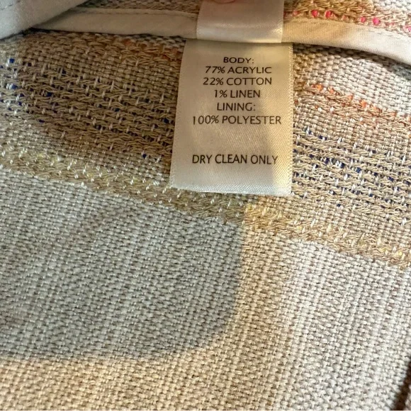 Ecru Striped Linen Fringe Bohemian Blazer Size XS New With Tags - Picture 4 of 9